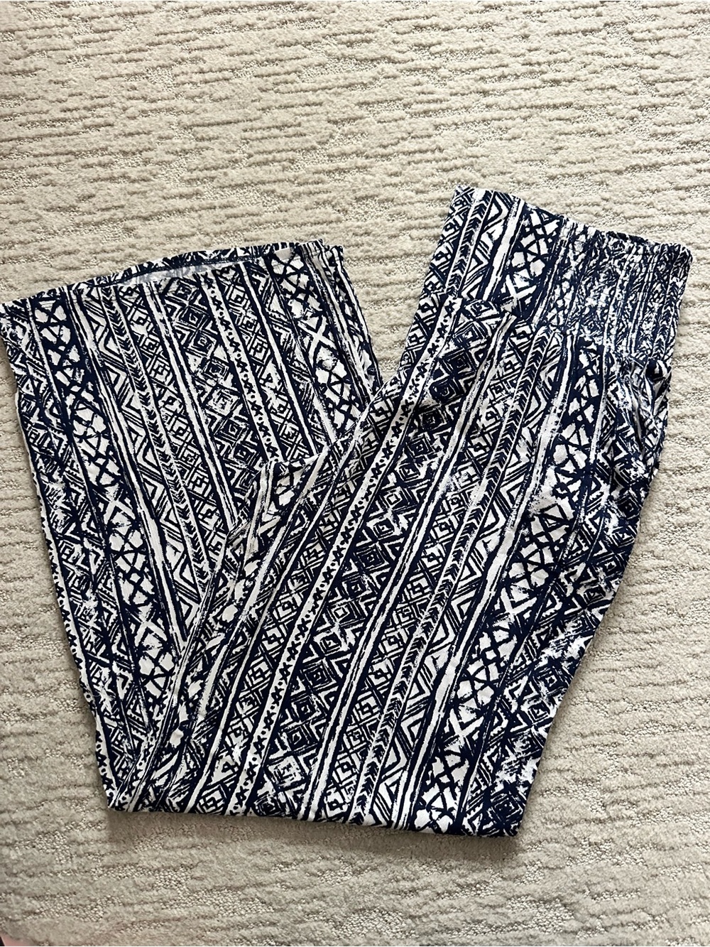 Three Dots Navy and White Wide Leg Pants